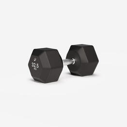 Haltère de crosstraining et musculation Dumbell hexagonale 32,5 kg, noir