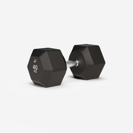 Haltère de crosstraining et musculation Dumbell hexagonale 40 kg, noir