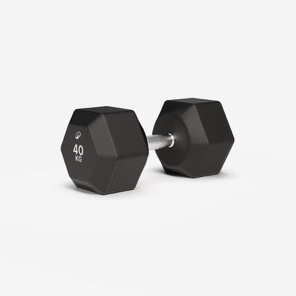 Haltère de crosstraining et musculation Dumbell hexagonale 40 kg, noir