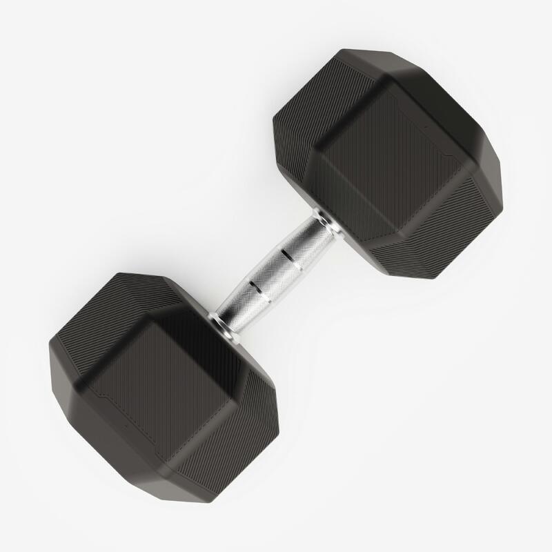 Ganteră de crosstraining și bodybuilding Dumbbell hexagonală 30 kg, negru