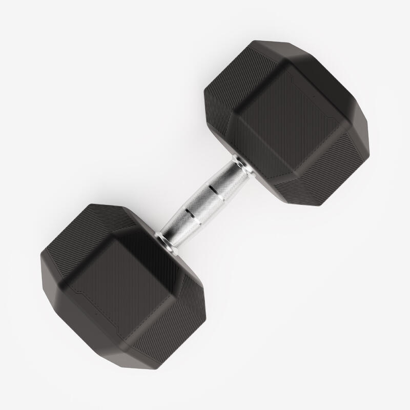 Ganteră de crosstraining și bodybuilding Dumbbell hexagonală 27,5 kg, negru