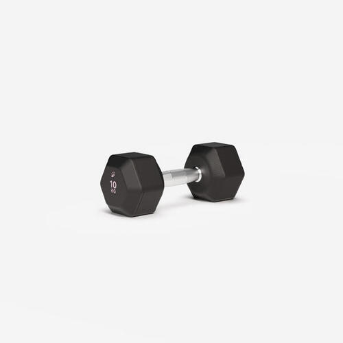 Halt&egrave;re de crosstraining et musculation Dumbbell hexagonale 10 kg, noir