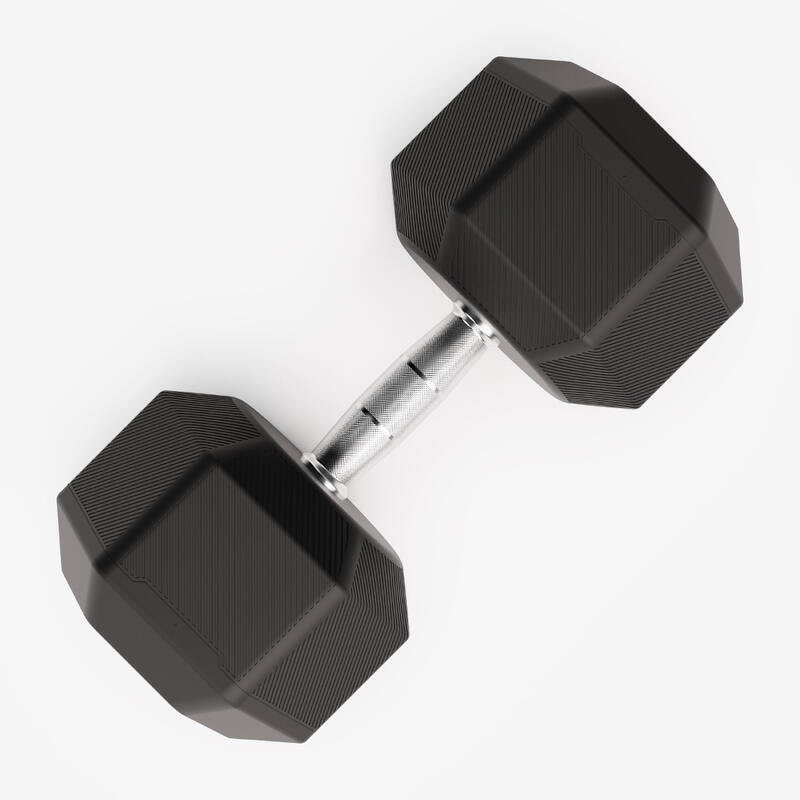Ganteră de crosstraining și bodybuilding Dumbbell hexagonală 35 kg, negru