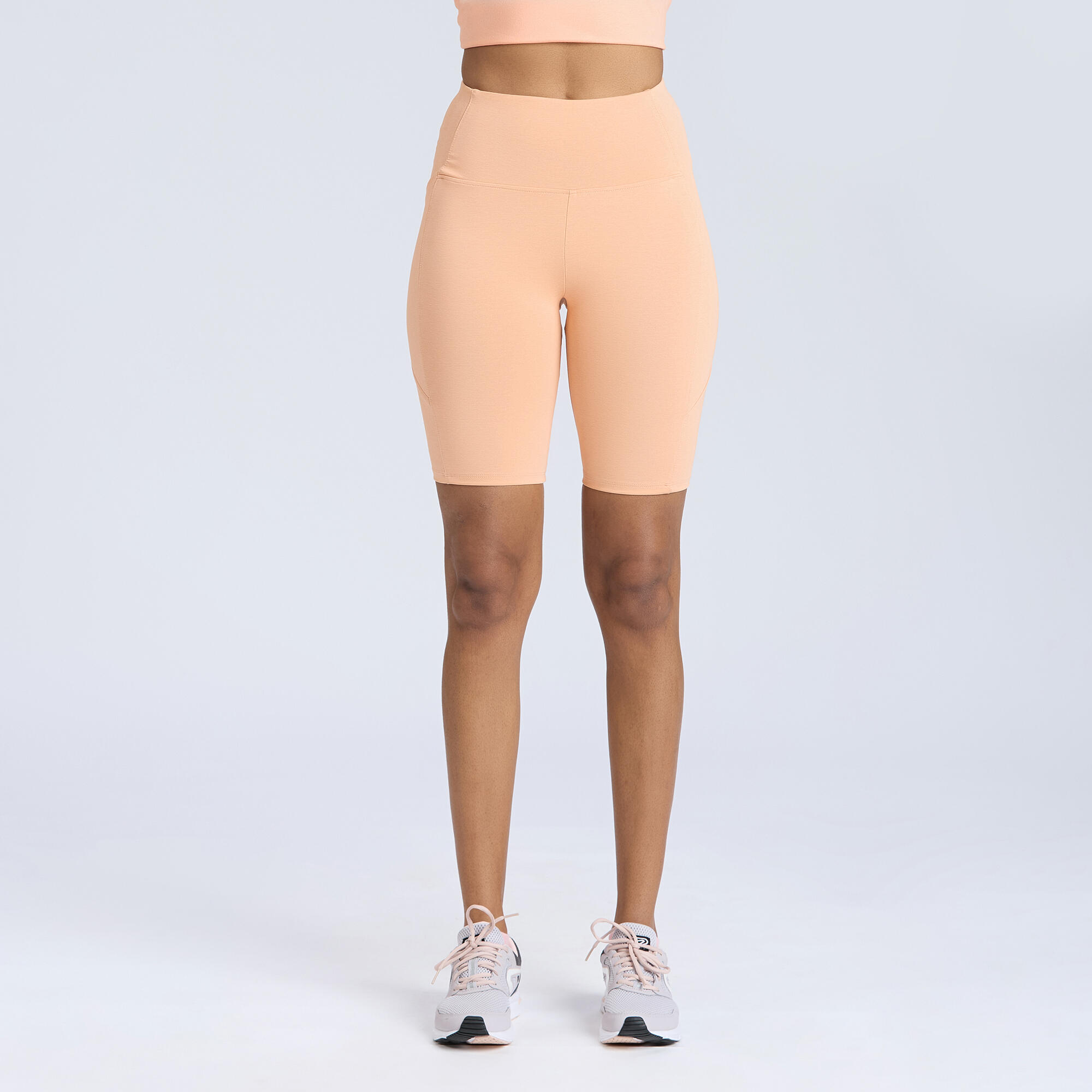 domyos Women's Biker Shorts 500 with Phone Pocket - Peach Orange-picture-15