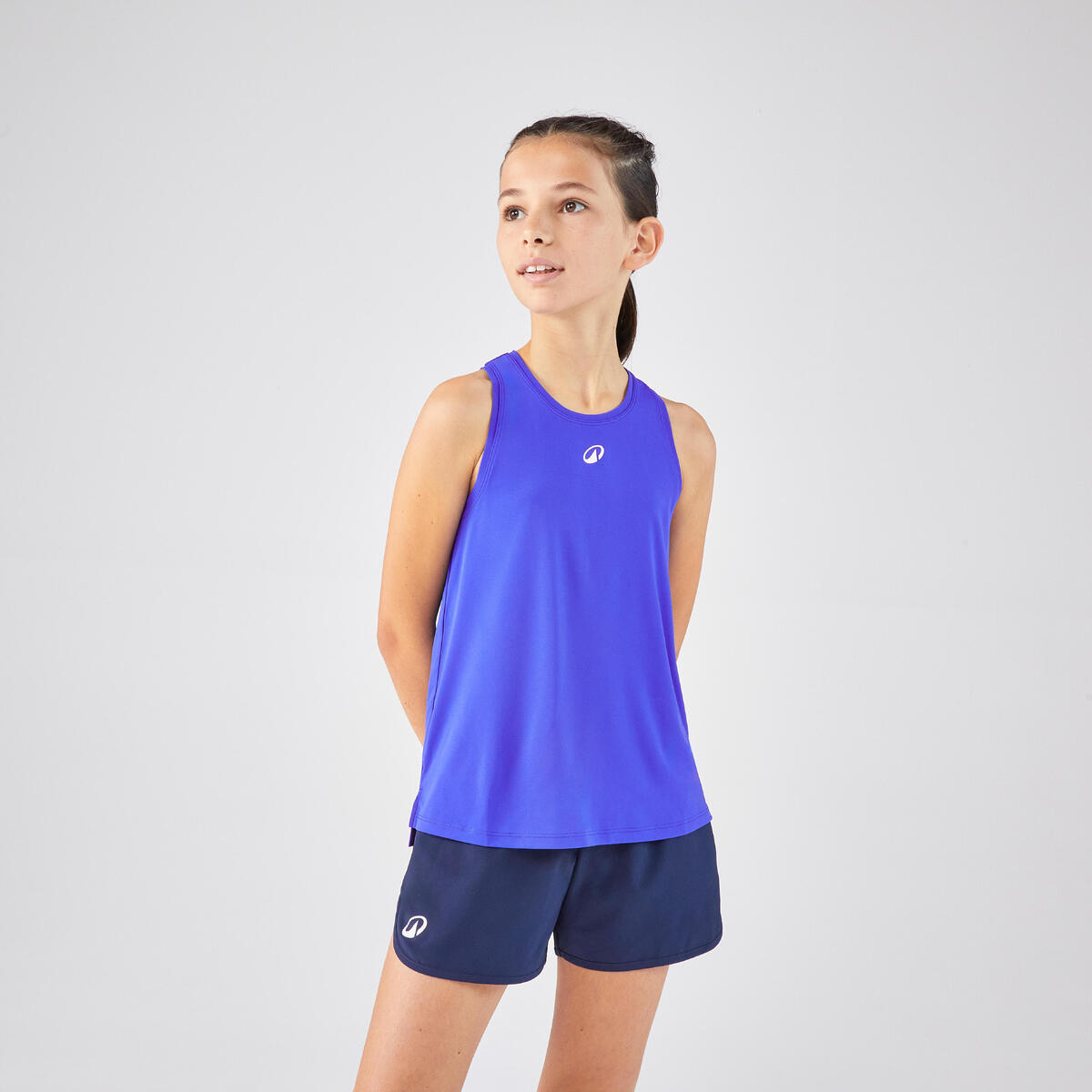 Débardeur Tennis fille col rond, TTK DRY Fille Bleu Electrique