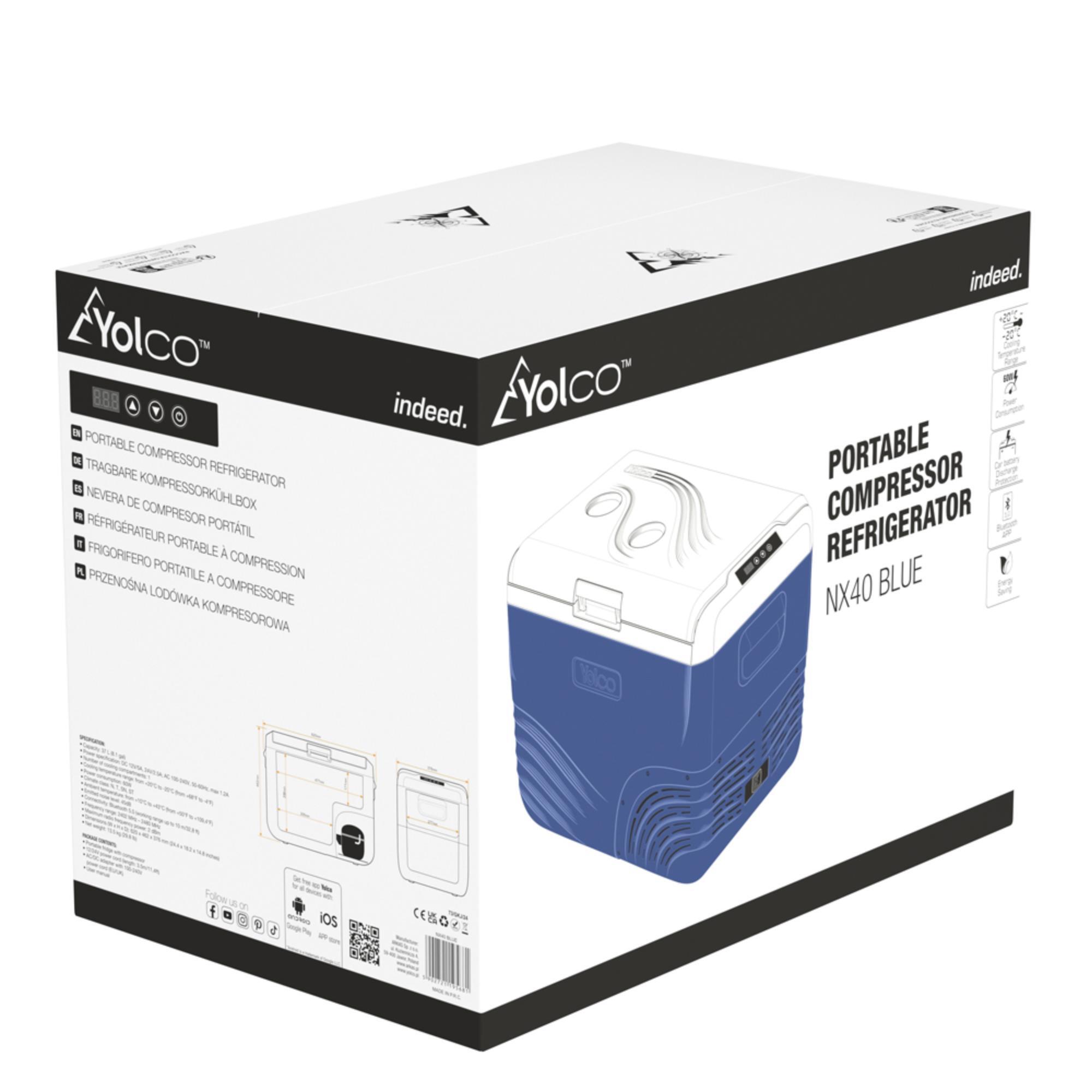 PRZENOŚNA LODÓWKA KOMPRESOROWA YOLCO NX40 BLUE 24/24