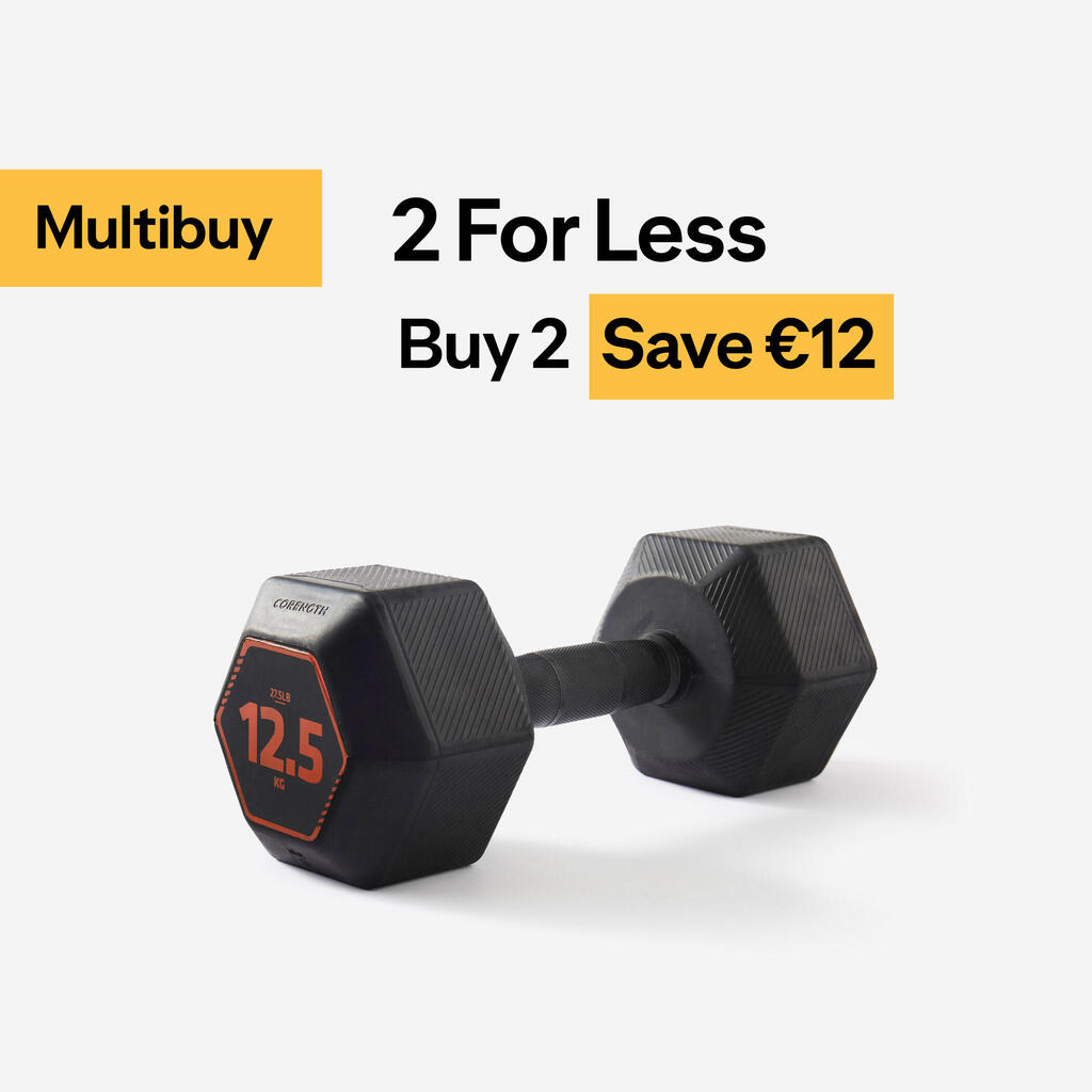Cross Training and Weight Training Hex Dumbbell 12.5 kg - Black