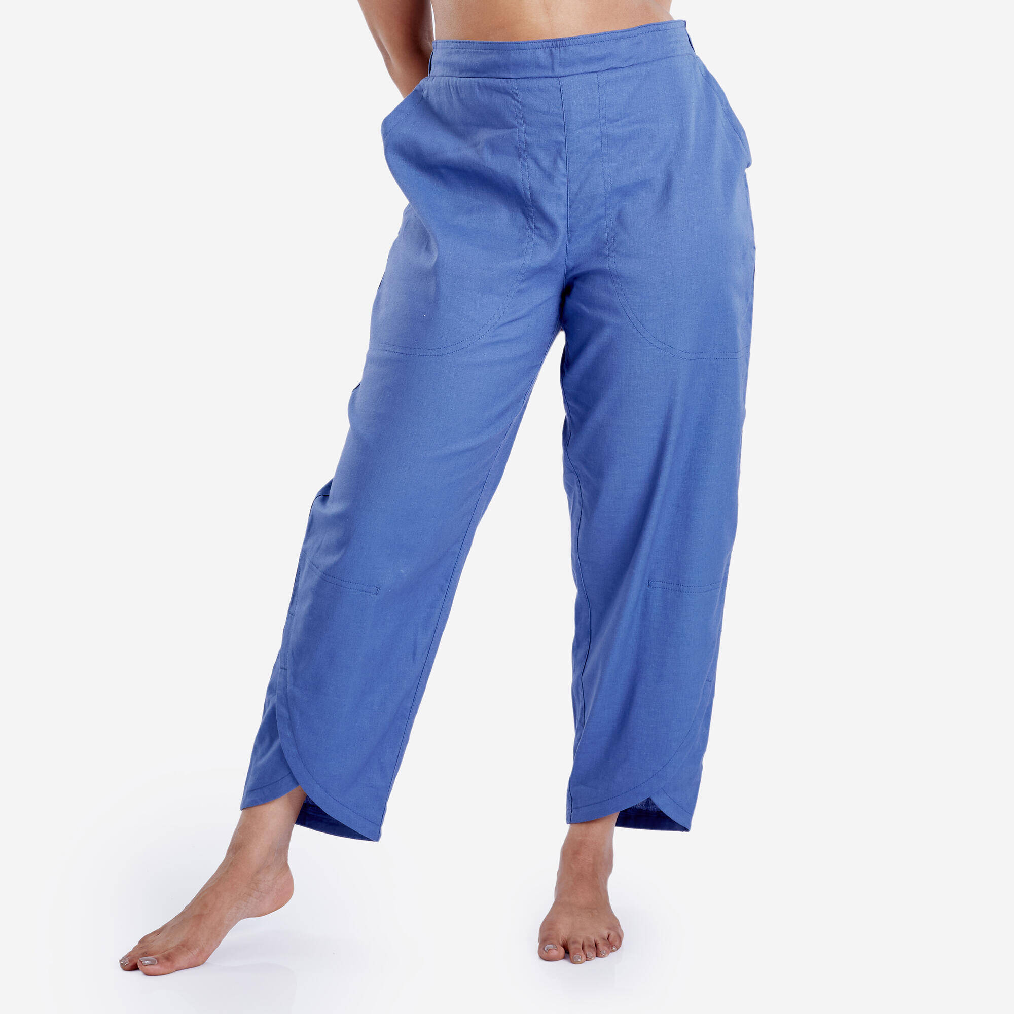 Dhoti Bottoms with High Waistbands for Women - Comet Blue -  2