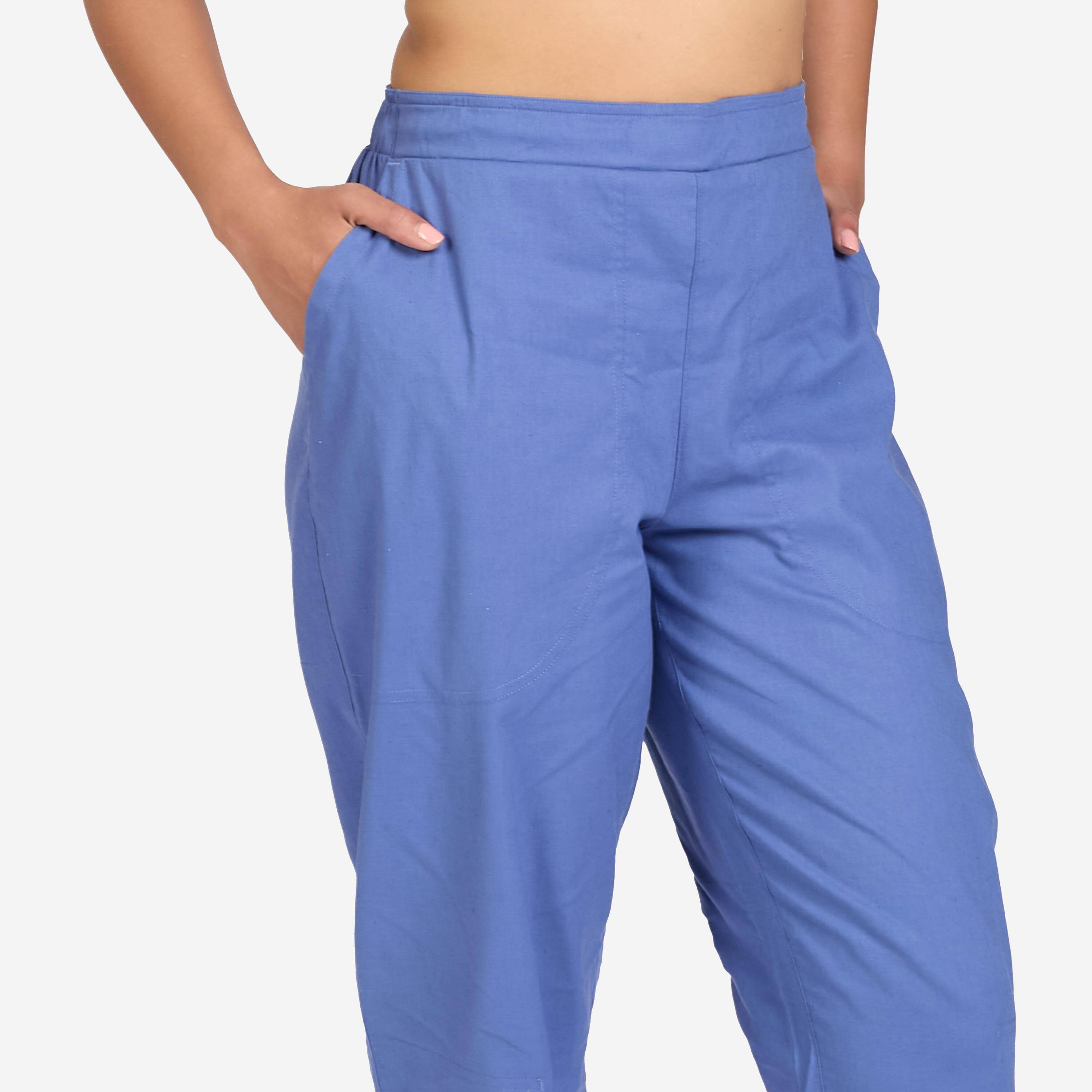 Dhoti Bottoms with High Waistbands for Women - Comet Blue -  3