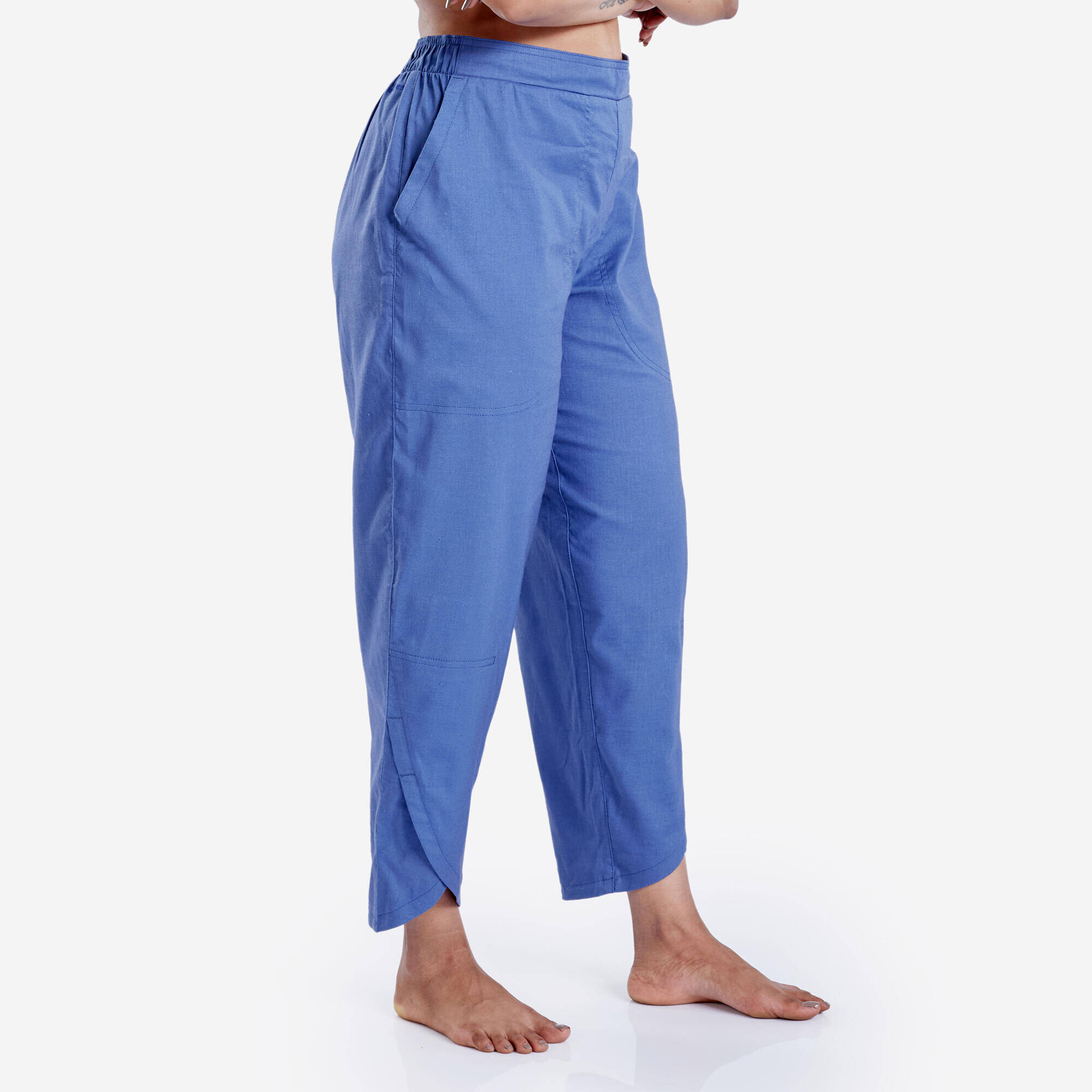 Dhoti Bottoms with High Waistbands for Women - Comet Blue -  5
