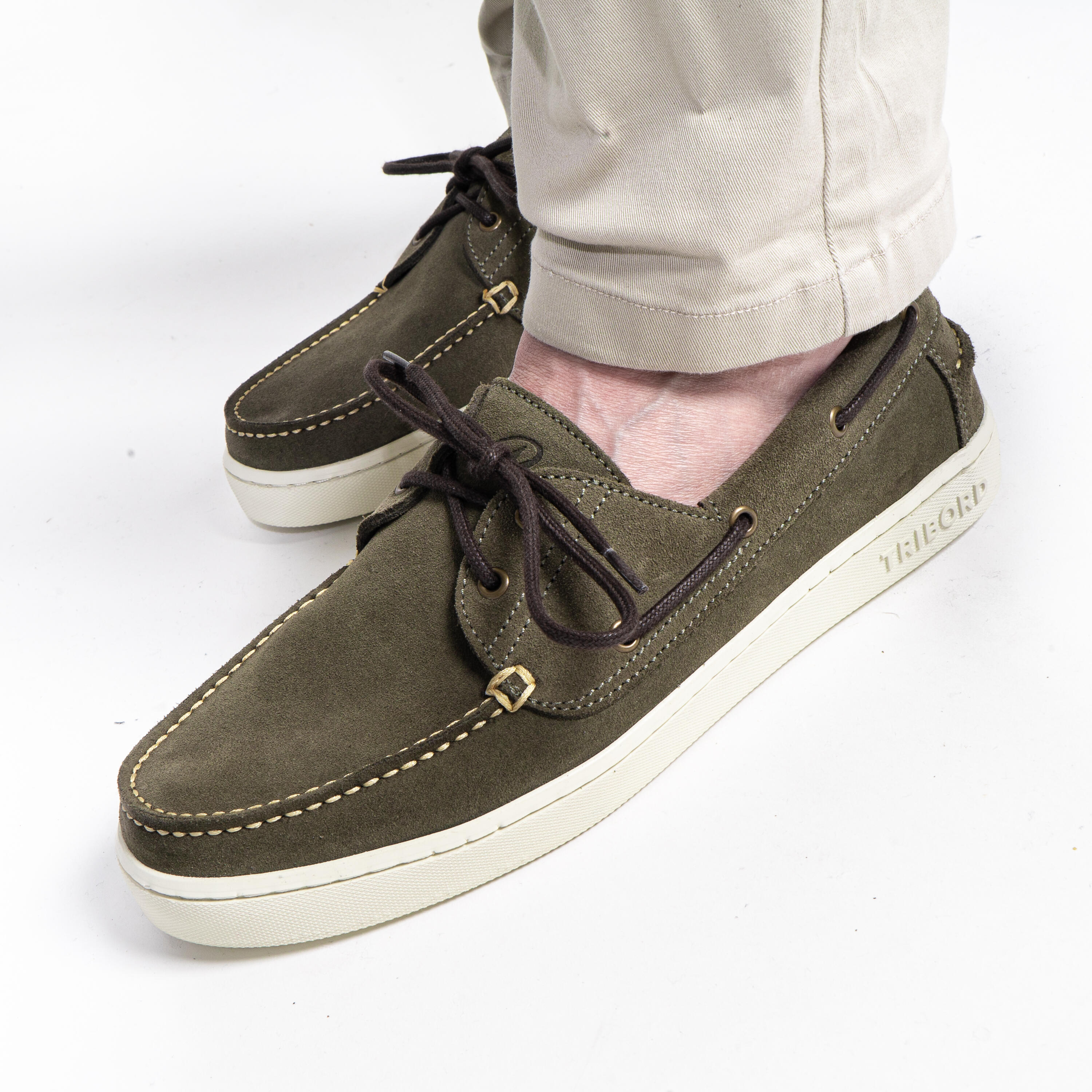 Zapatillas Náuticas Tribord 120 Caqui Piel Nobuk TRIBORD Decathlon