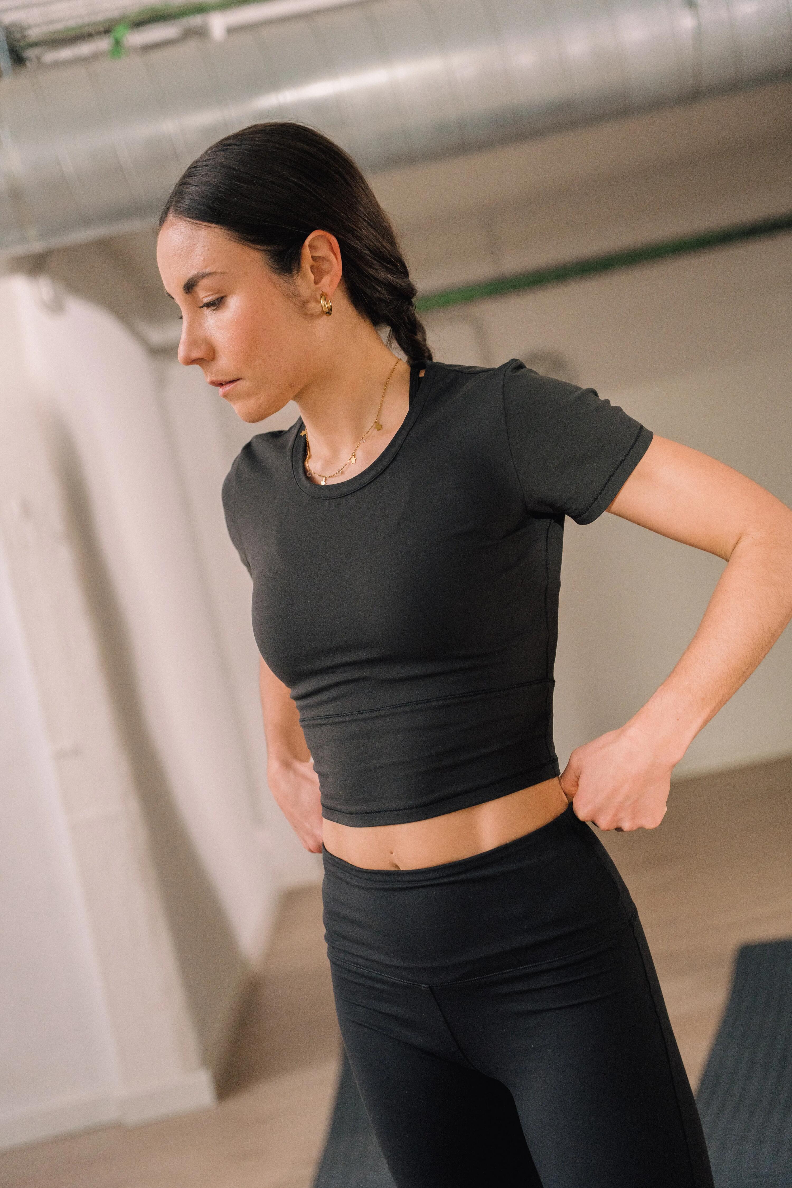 Colanți de yoga și pilates evazați și moi negru, damă 11/15
