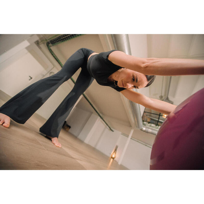 Kadın Flare Yoga/Pilates Taytı - Siyah - Breathe