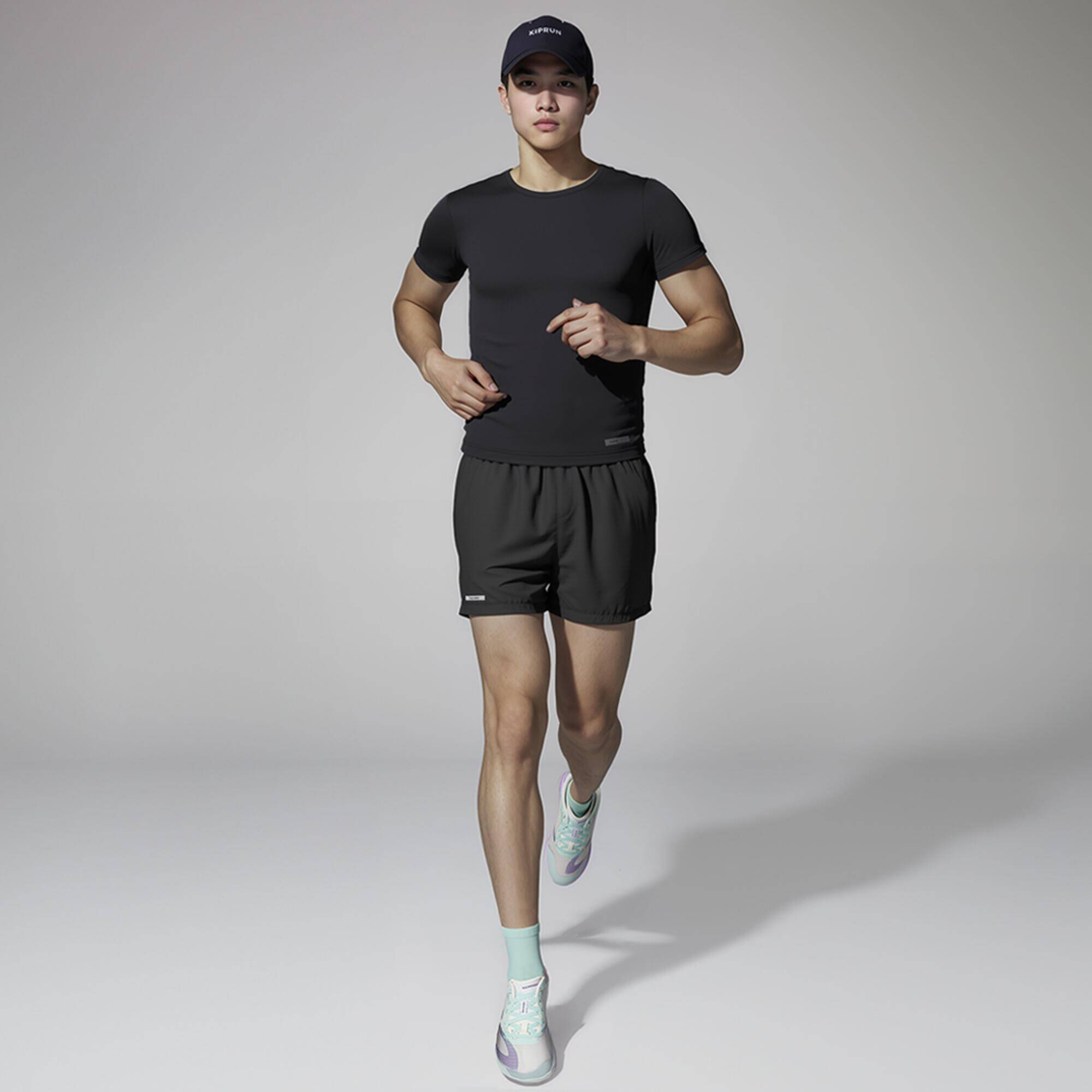 Pack of 2 Running Fine Crew Socks MID X2 Run 500 - Green -  4