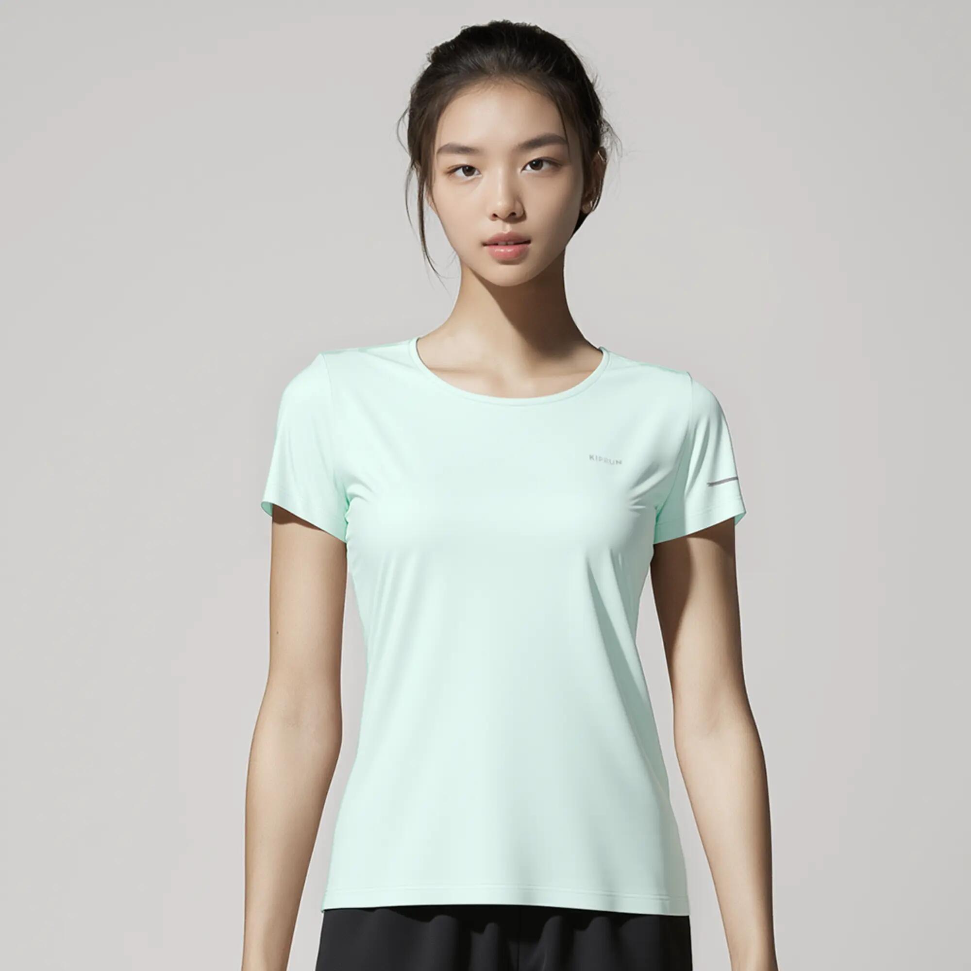 Tricou respirant Alergare Jogging KIPRUN Run 500 Dry Verde Damă 6/6
