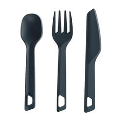 Set 3 couverts (couteau, fourchette, cuillère) camp randonneur plastique vert