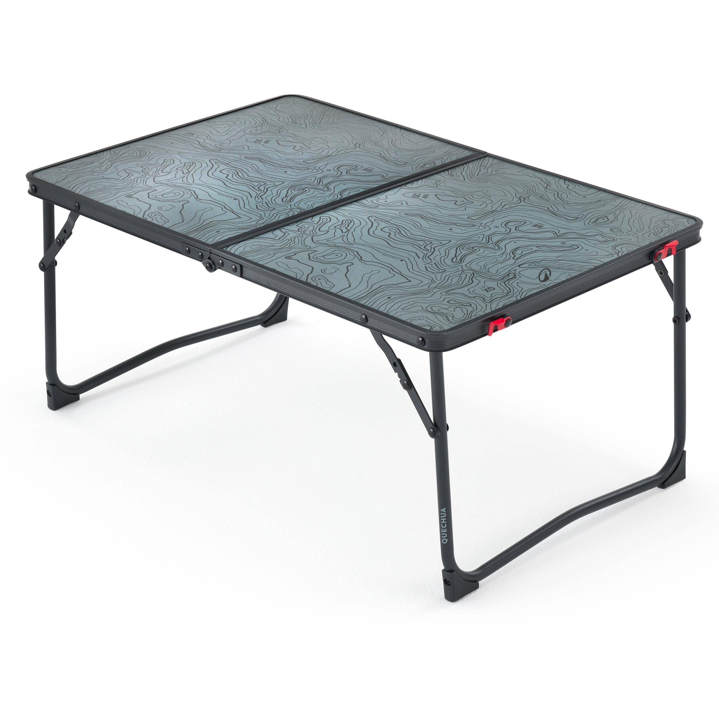 Folding camping coffee table, 2 to 4 people, grey