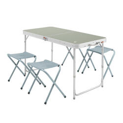 Table de camping pliante, 4 tabourets, 4 à 6 personnes