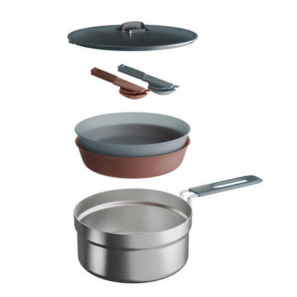 Popote de camping en acier inoxydable pour 2 personnes, 10 éléments