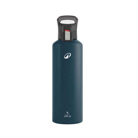 1 L Aluminium Flask 500 with quick-release cap for hiking - Blue