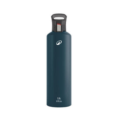 Trinkflasche 1.5 l Alu mit Schnellverschluss Wandern - blau