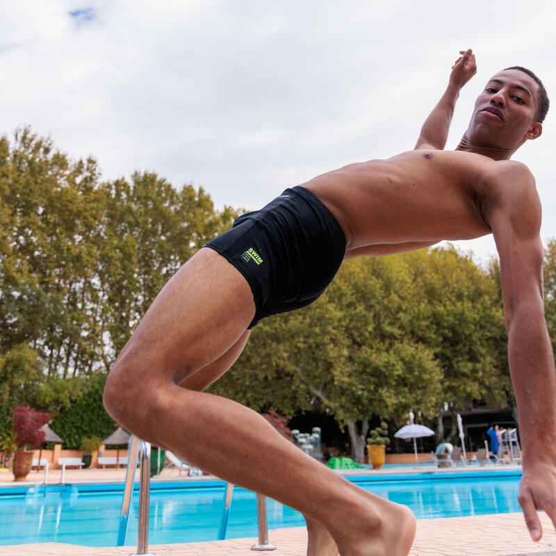 Boxer de Bain Natation Long Yoko  Geol emboss noir