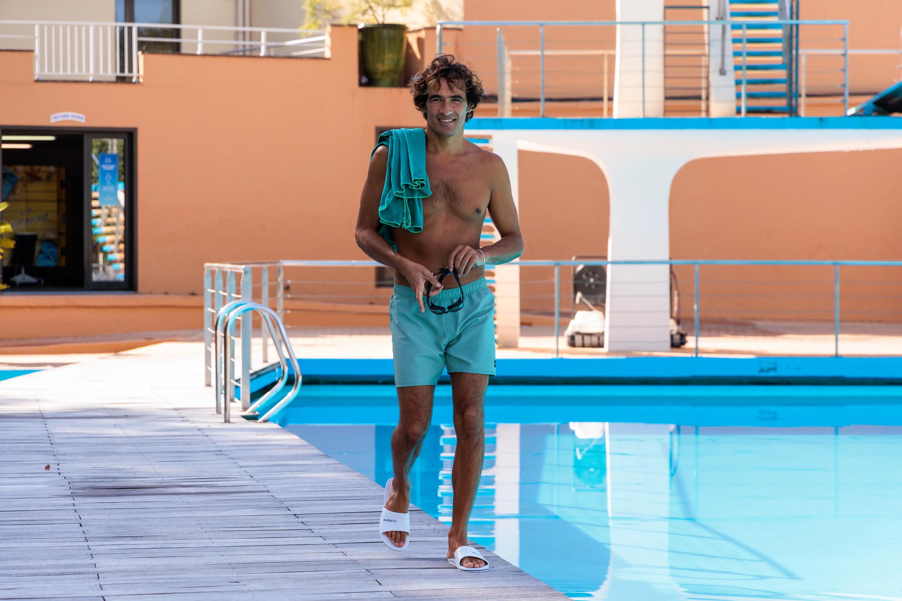 Bermuda de natación texturizado caqui para hombre 100 20/24