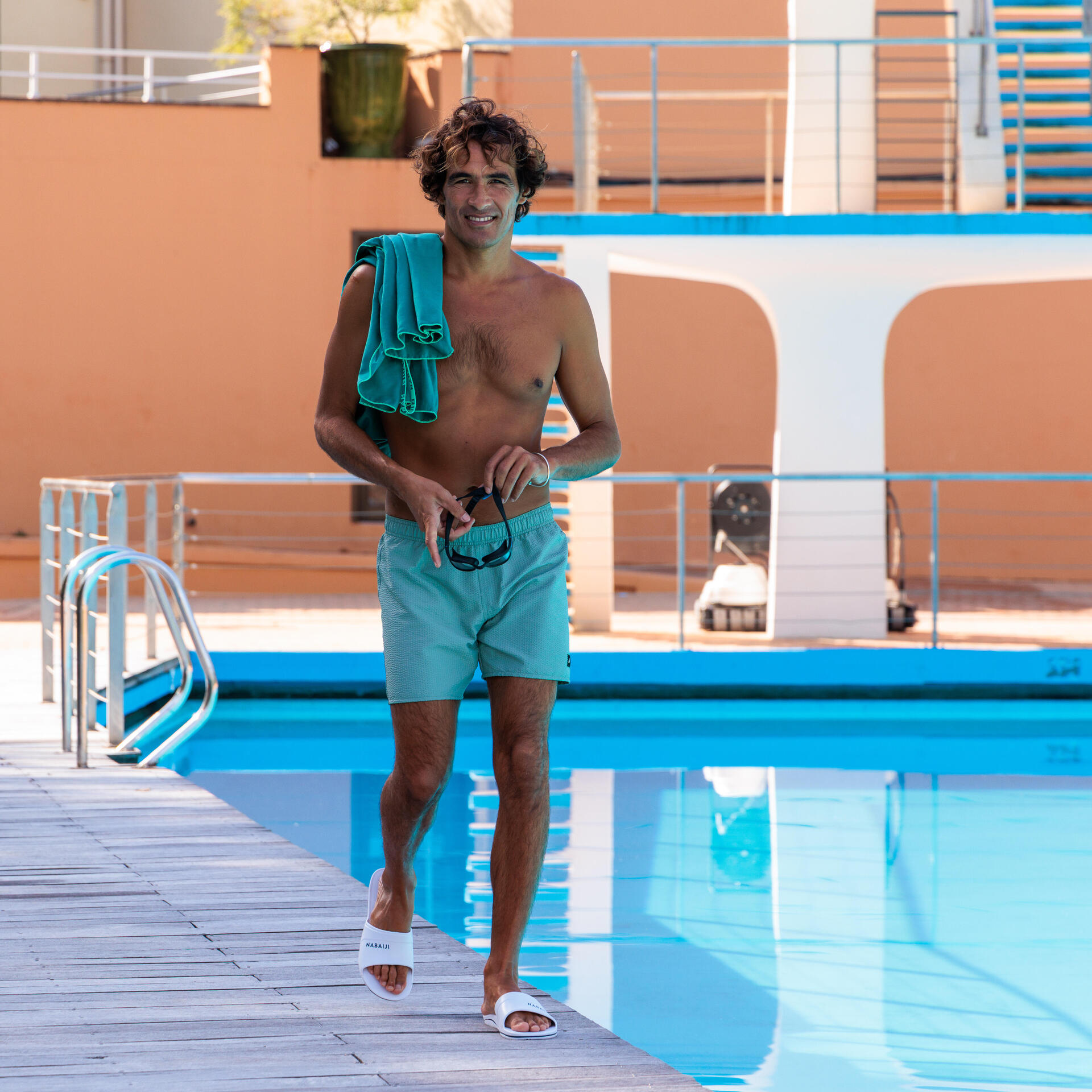 Men’s swimming shorts 100 textured khaki