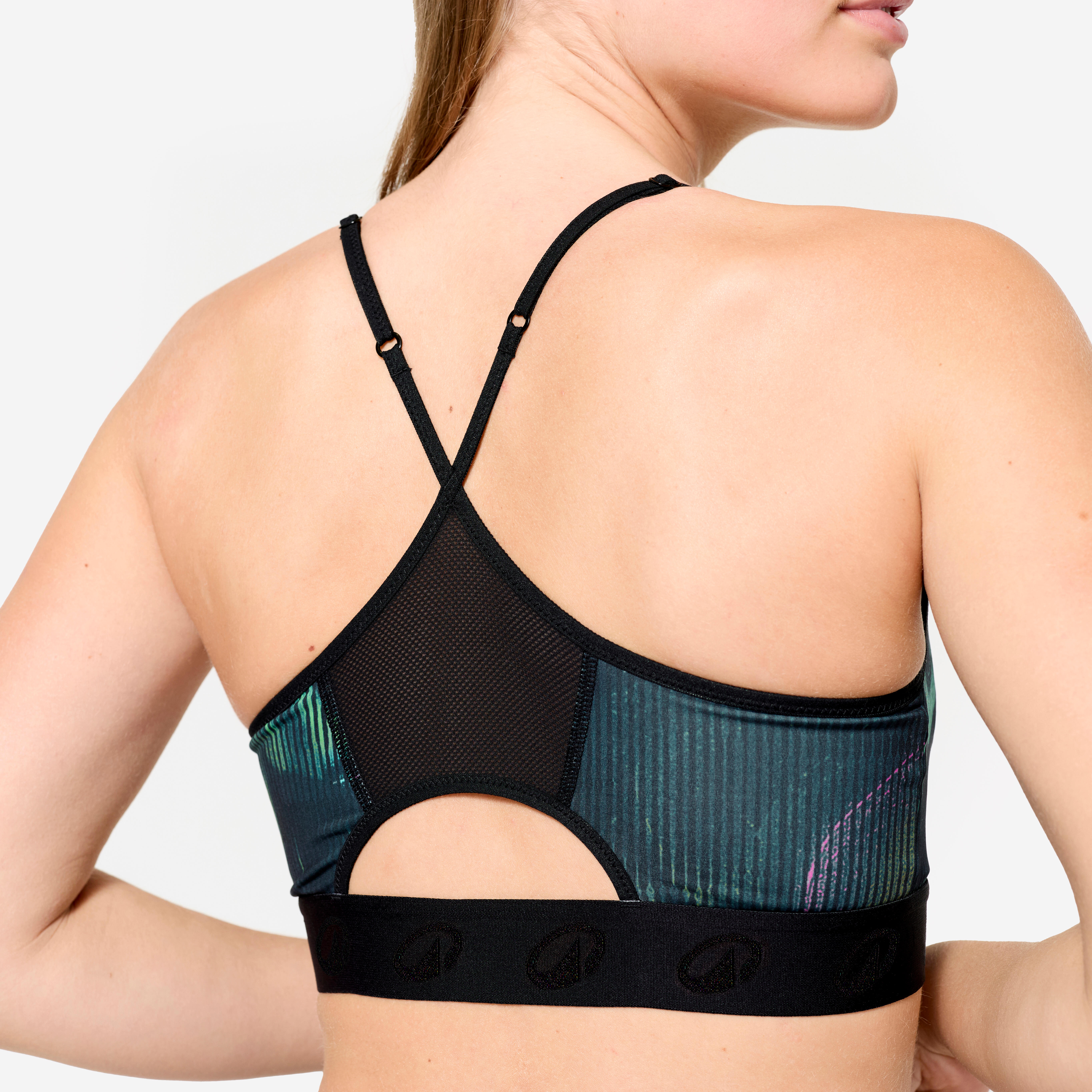 Women's Light Support and Thin Crossover Strap Sports Bra, 120 - DOMYOS