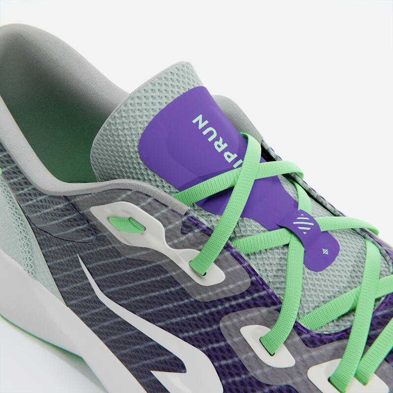 Chaussures de running drop 0 enfant - kiprun kn500 vertes jaunes noires