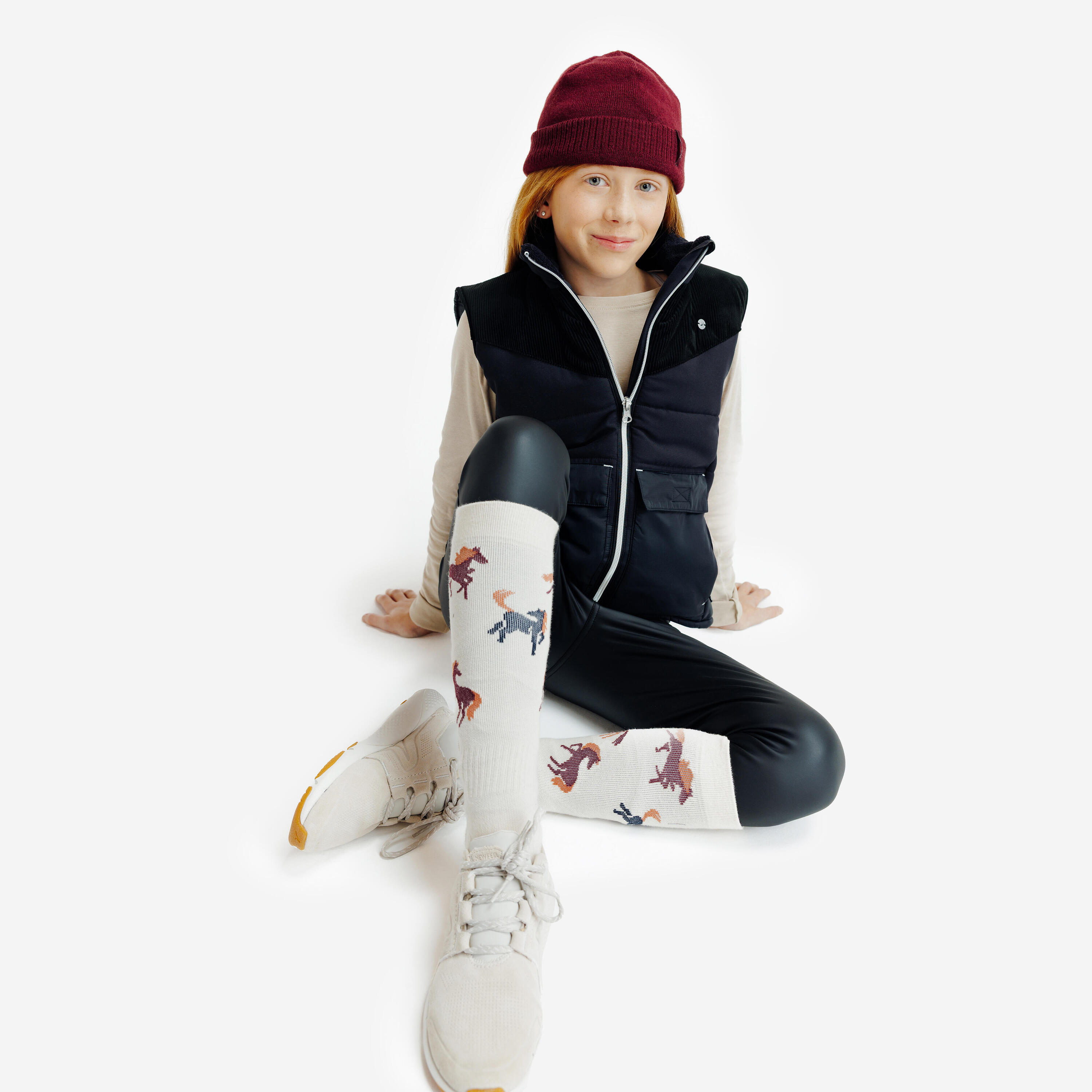 Kids' Warm Sleeveless Horse Riding Jacket - Black 2/8