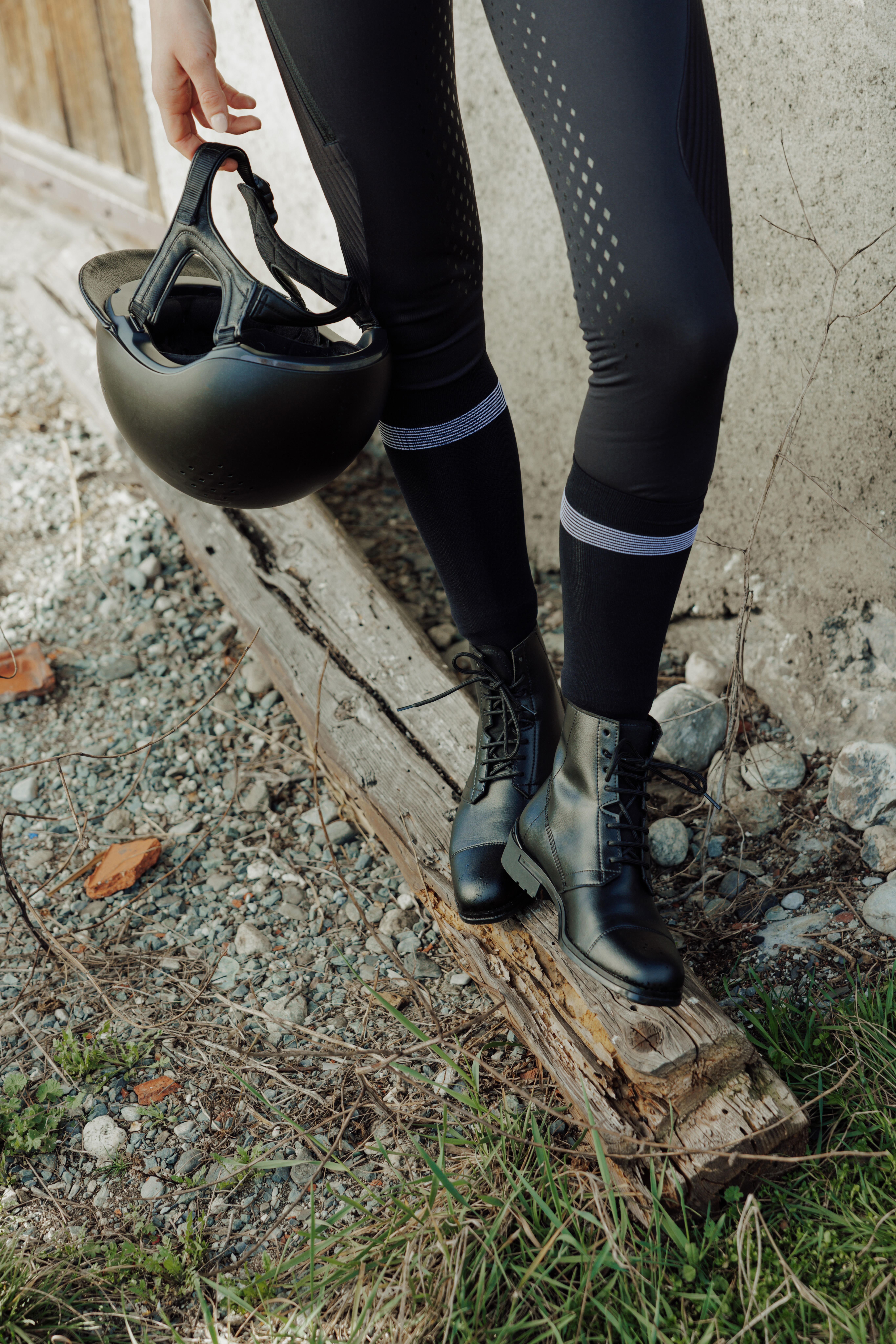 Leggings d'équitation chauds pour femmes avec patch en silicone, noir - FOUGANZA