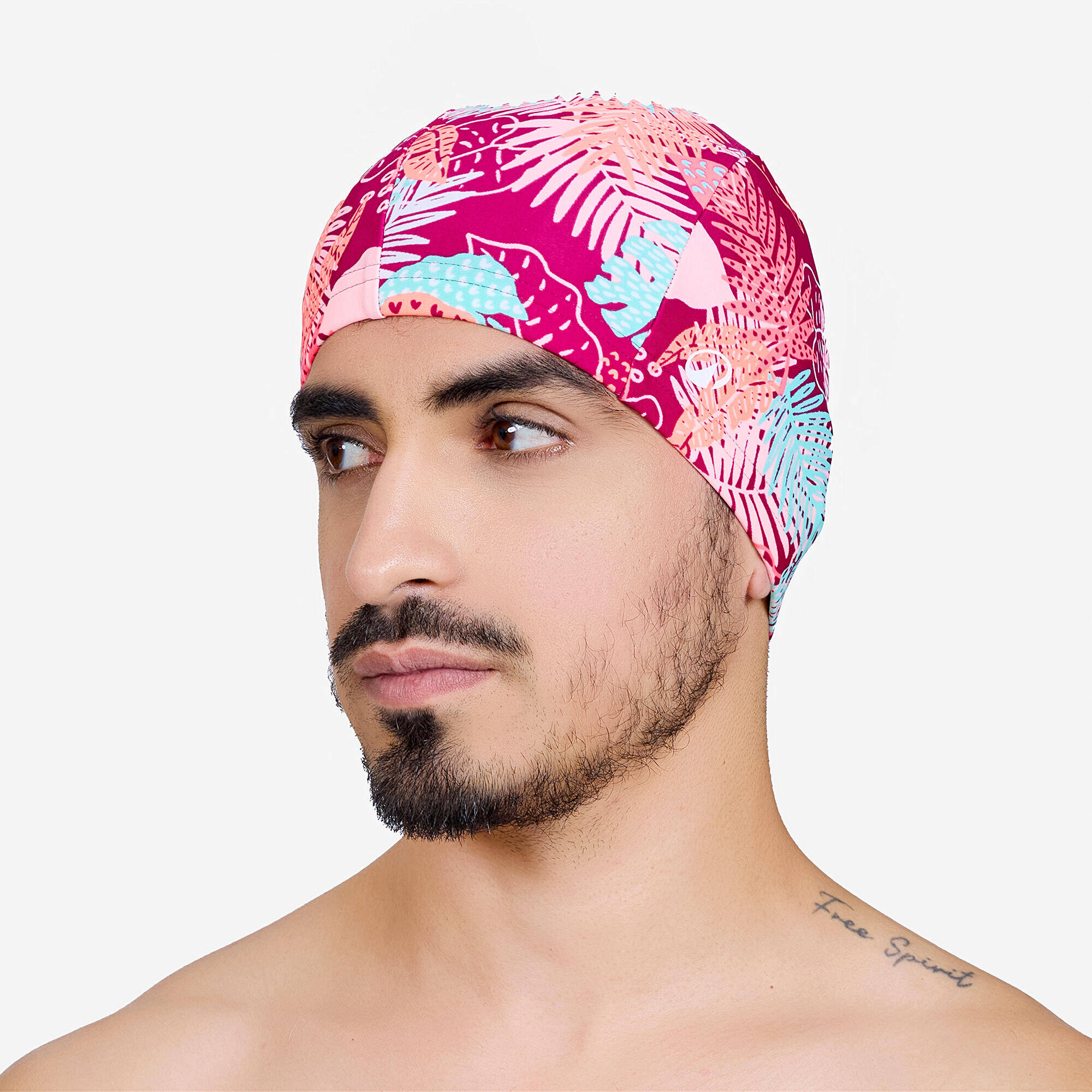 Fabric Swim Cap M Secure Fit & Comfortable Pink -  2