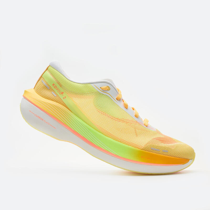 Chaussures de running avec plaque Carbone Femme - Kiprun KD900X.2 Vert Violet