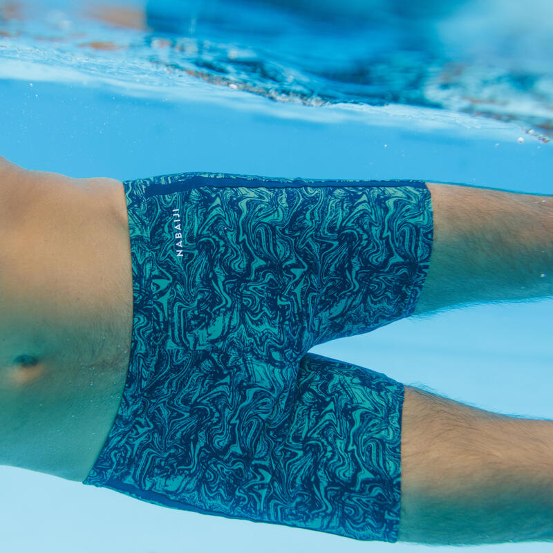 Boxer de bain natation long Homme - 100 Yoko wave bleu kaki
