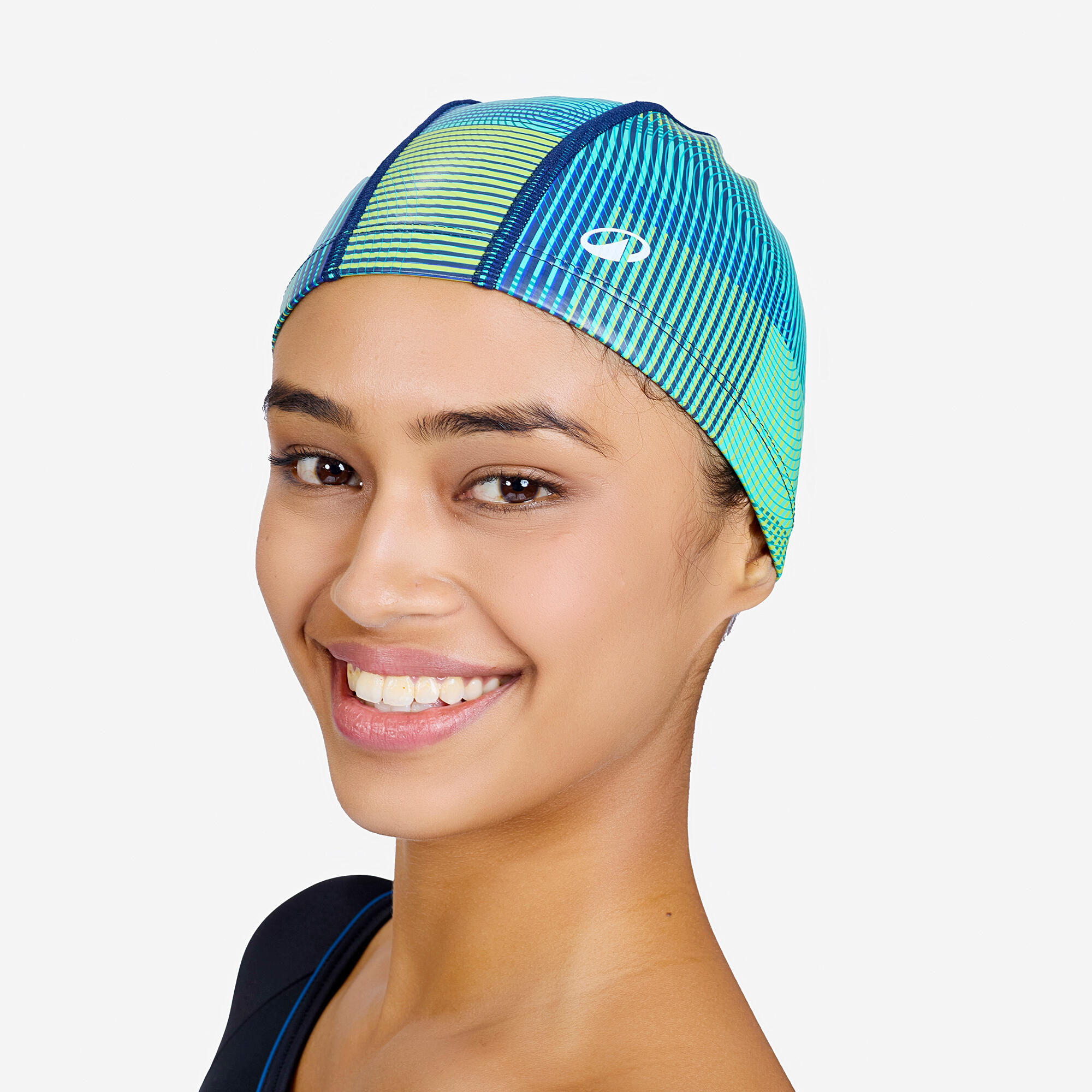 Coated Fabric Swim Cap M Quick-Dry & Stretchable Anoi Blue Green
