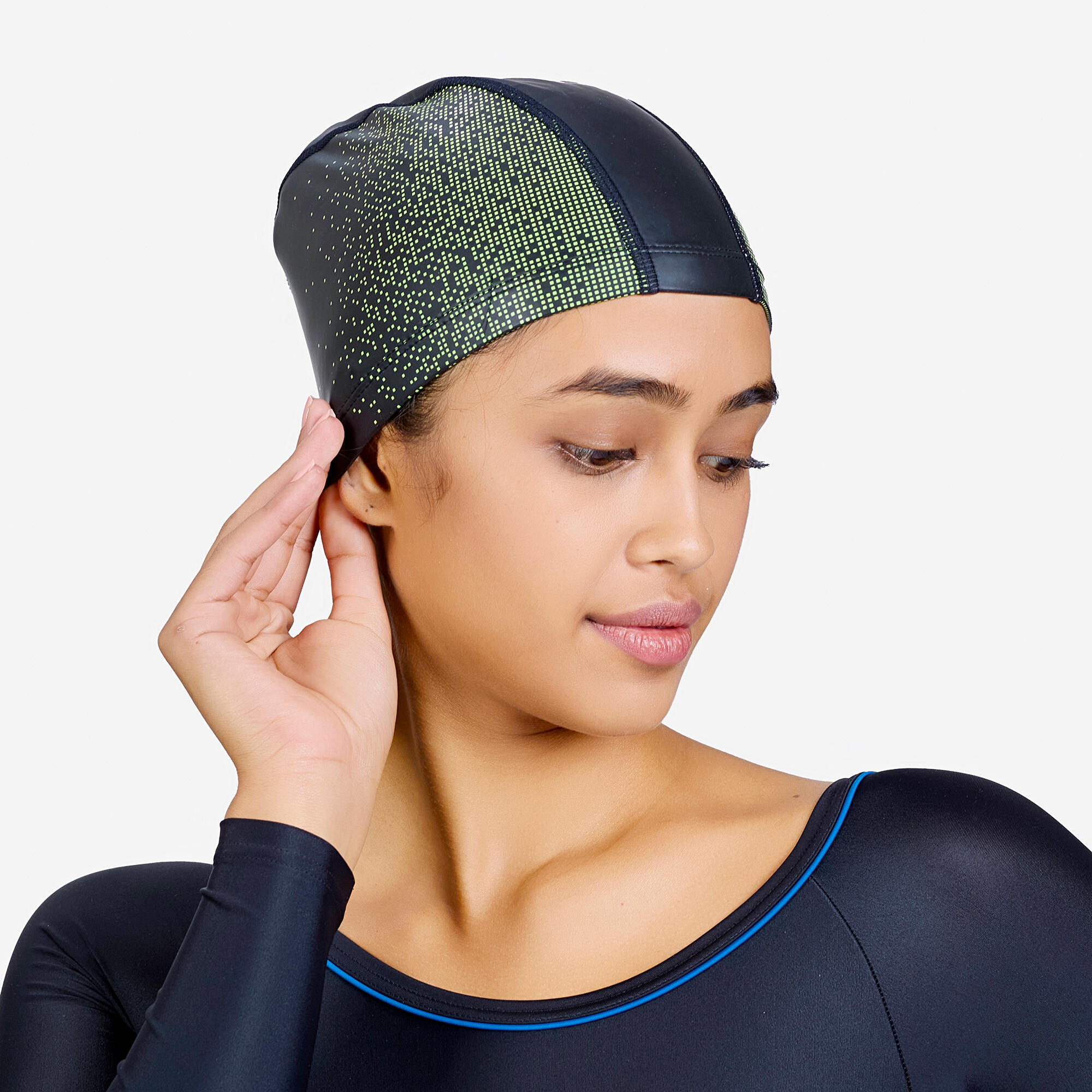 Adult Swimming Cap Silicone Mesh 56-60 Cm Print Yellow Expe