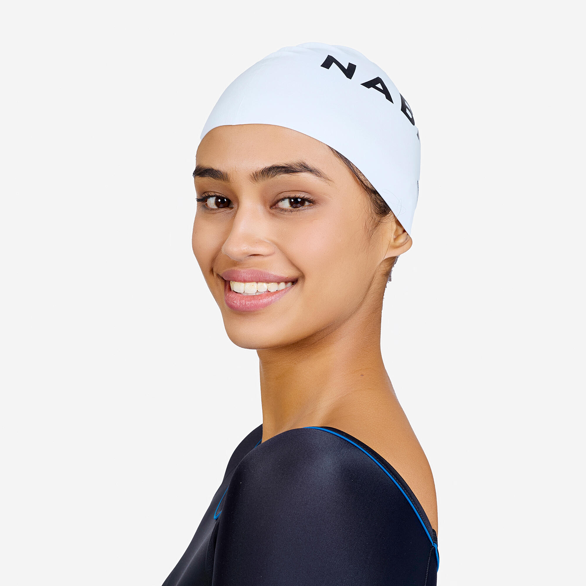 Adult Swimming Cap Silicone 56-60 Cm Quick-Dry & Lightweight White