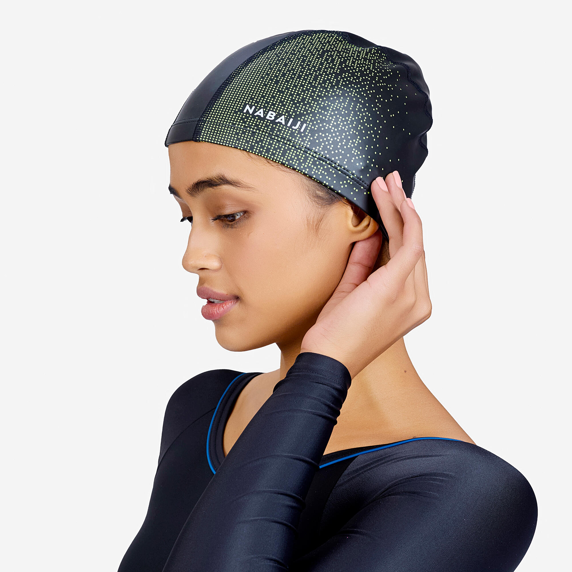 Adult Swimming Cap Silicone Mesh 56-60 Cm Print Yellow Expe