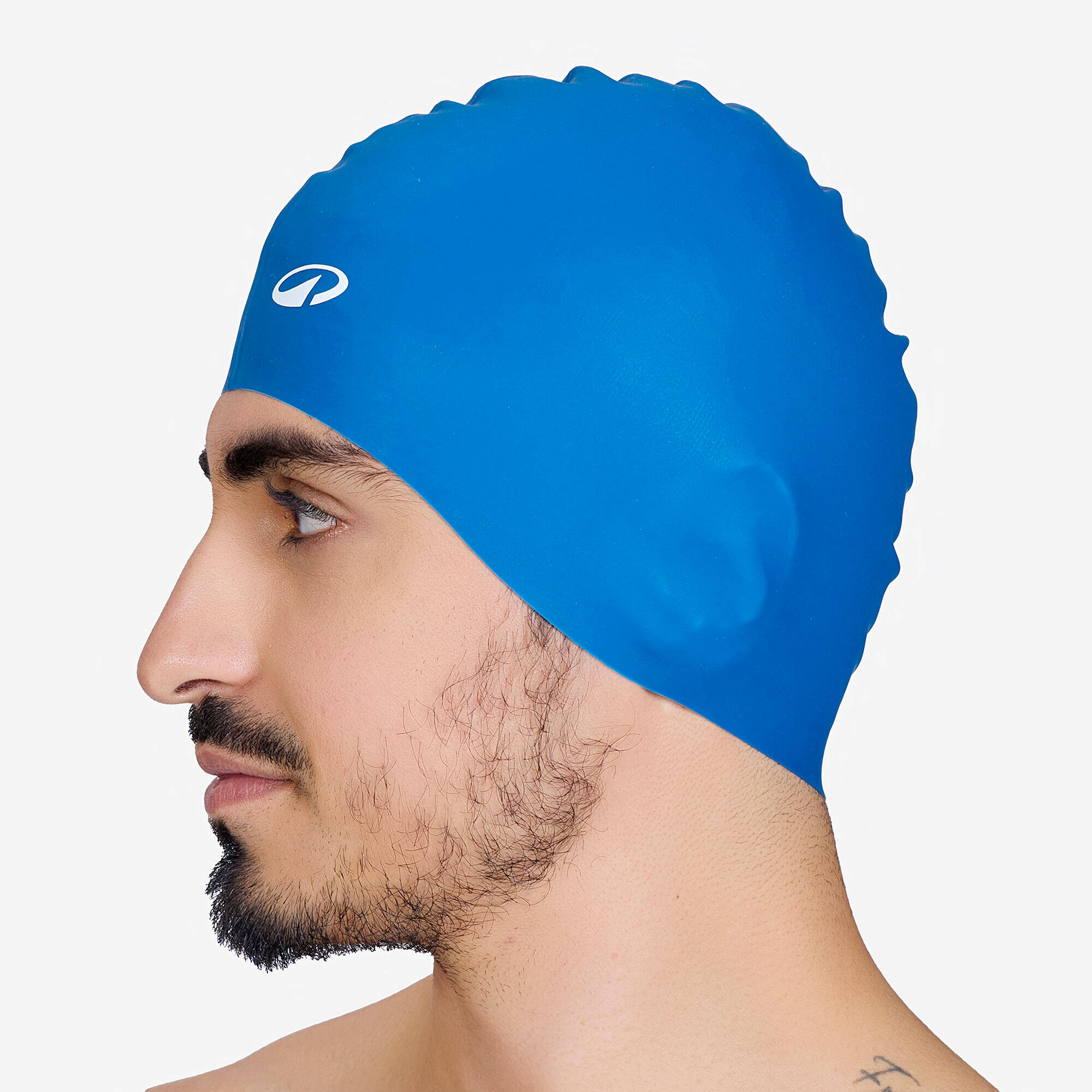 Silicone Swim Cap Soft & Stretchable Dark Blue -  3