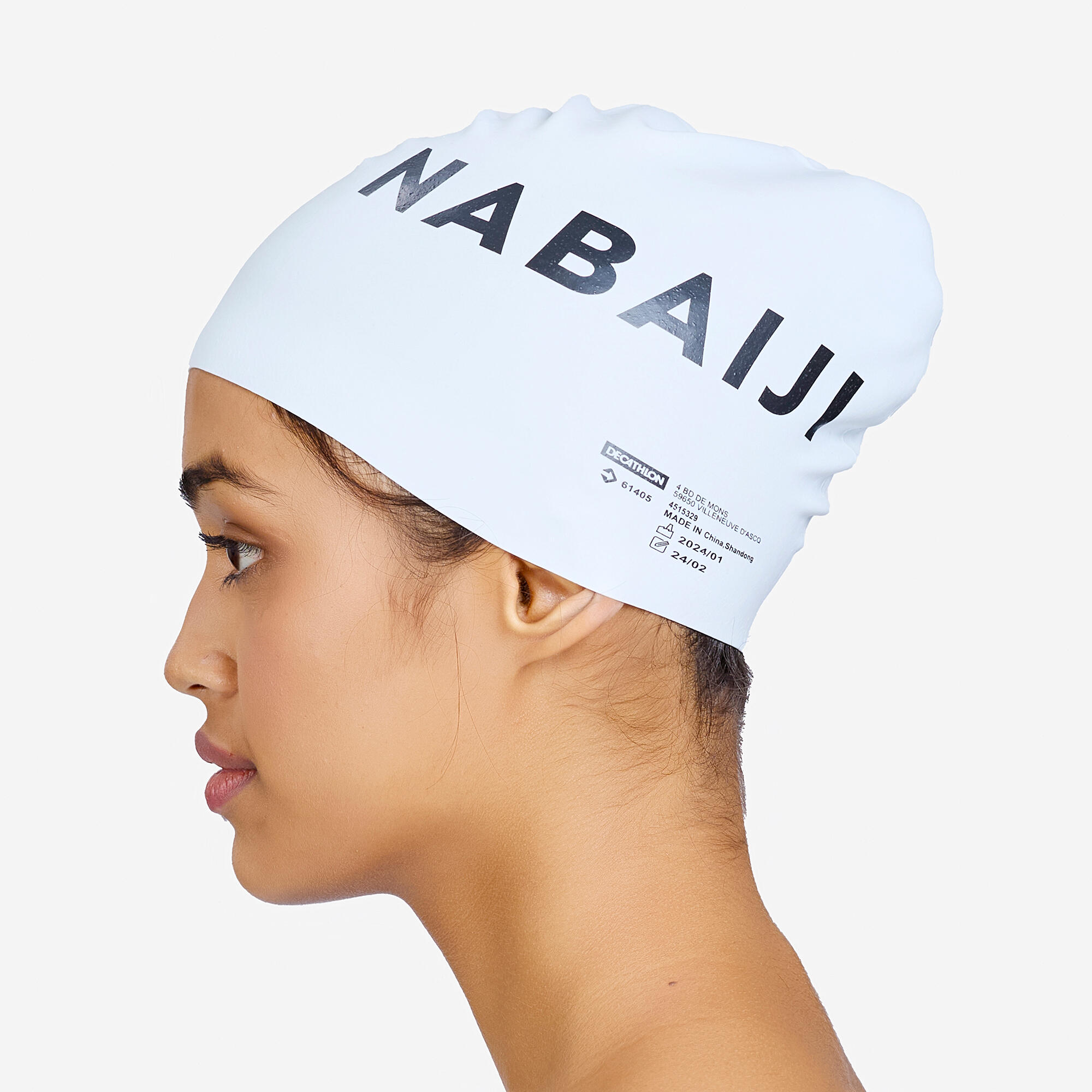 Adult Swimming Cap Silicone 56-60 Cm Quick-Dry & Lightweight White