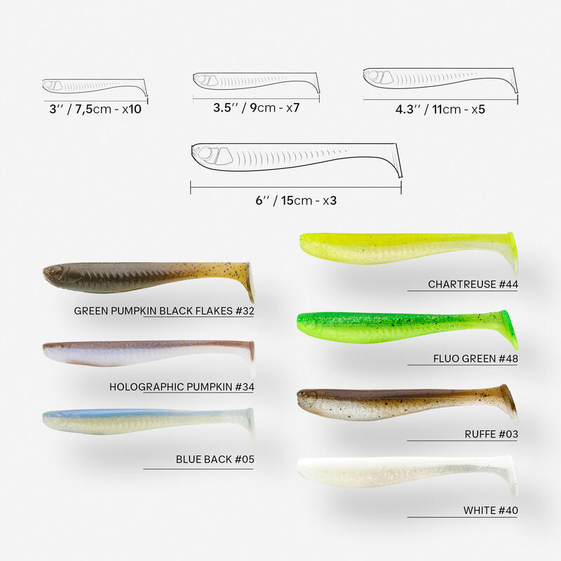 Leurre souple pêche YUBARI FAT SHAD avec attractant Dos Bleu
