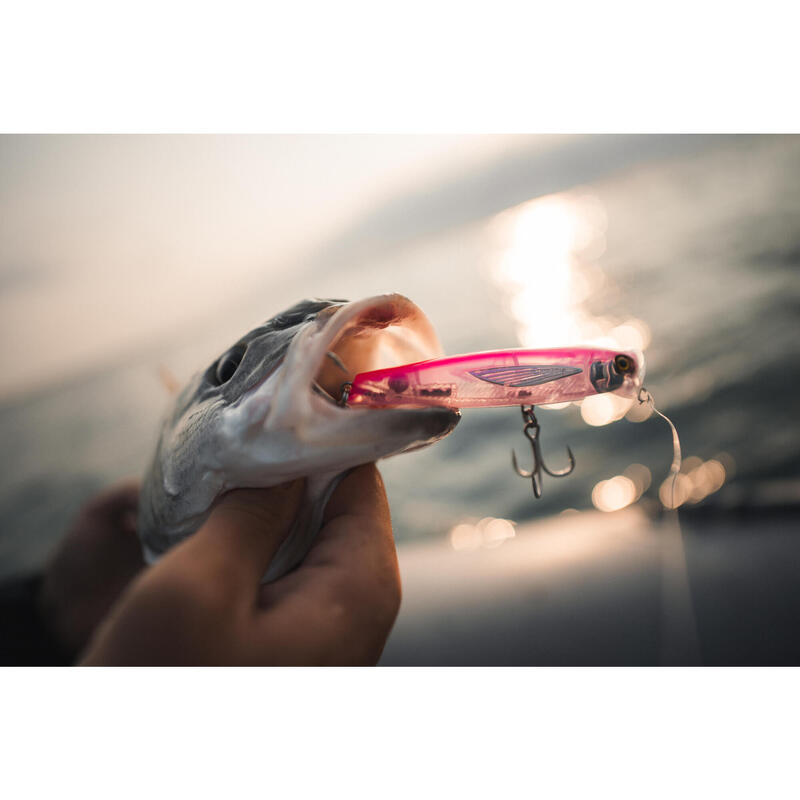 Leurre de surface Popper pêche en mer EXOFLY POP 12cm Rose