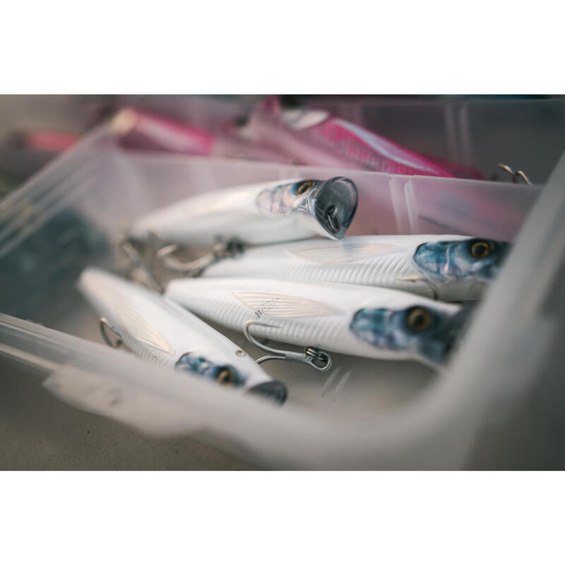 Leurre de surface Popper pêche en mer EXOFLY POP 12cm Blanc