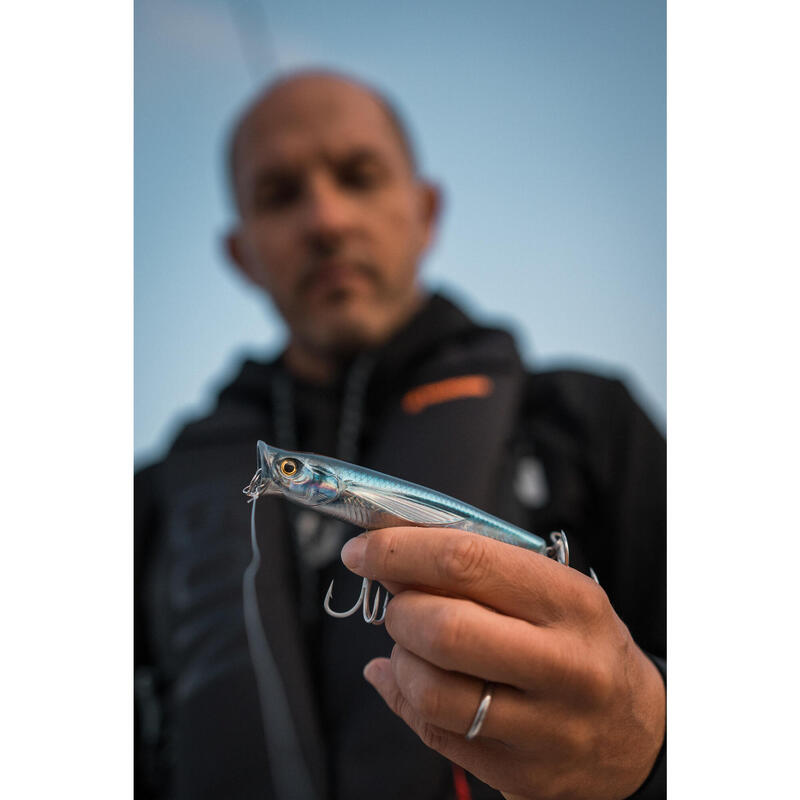 Leurre de surface Popper pêche en mer EXOFLY POP 12cm Bleu