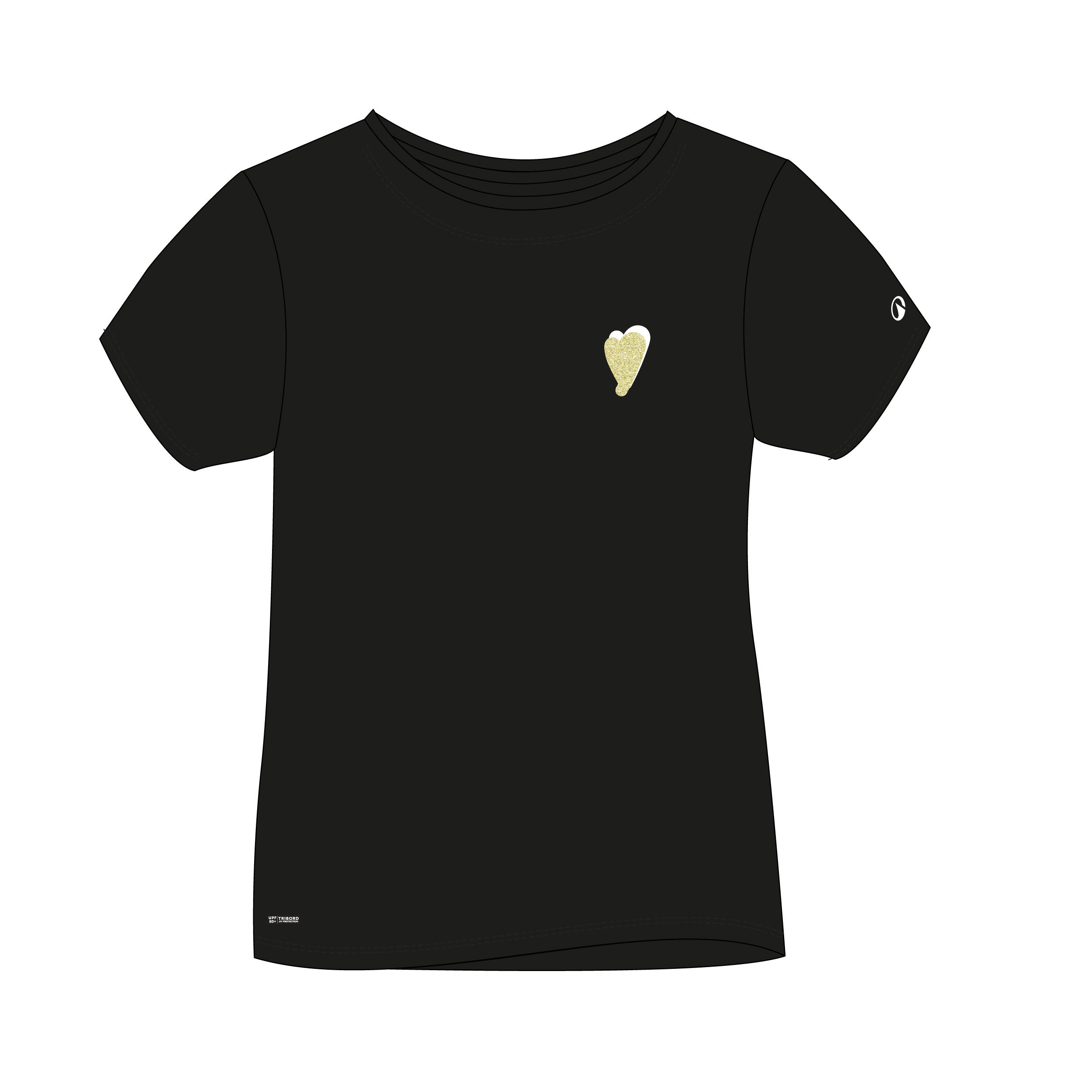 T-shirt anti UV manches courtes surf enfant - 100 Love noir 13/16