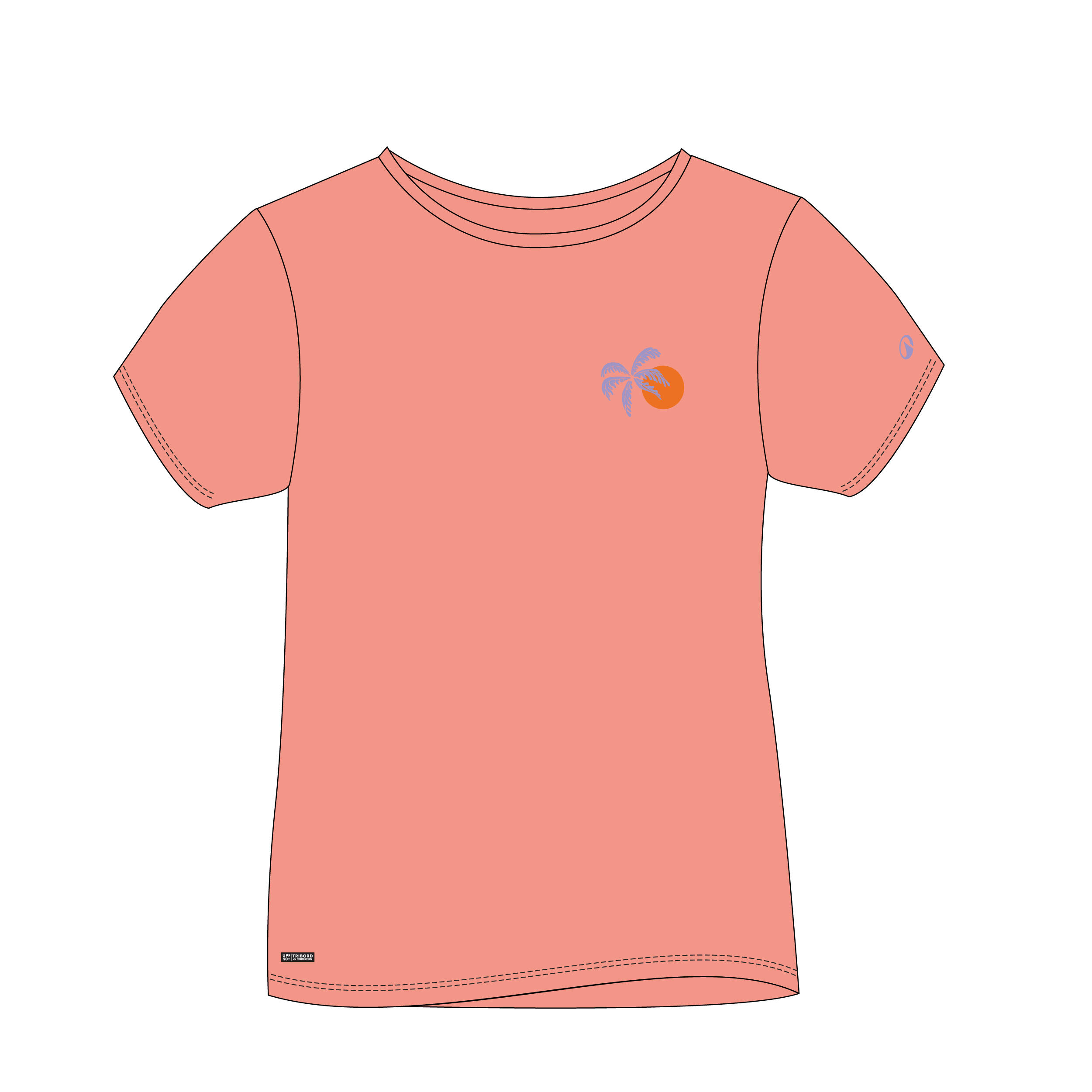 T-shirt anti UV manches courtes surf enfant - 100 Palms corail 10/10