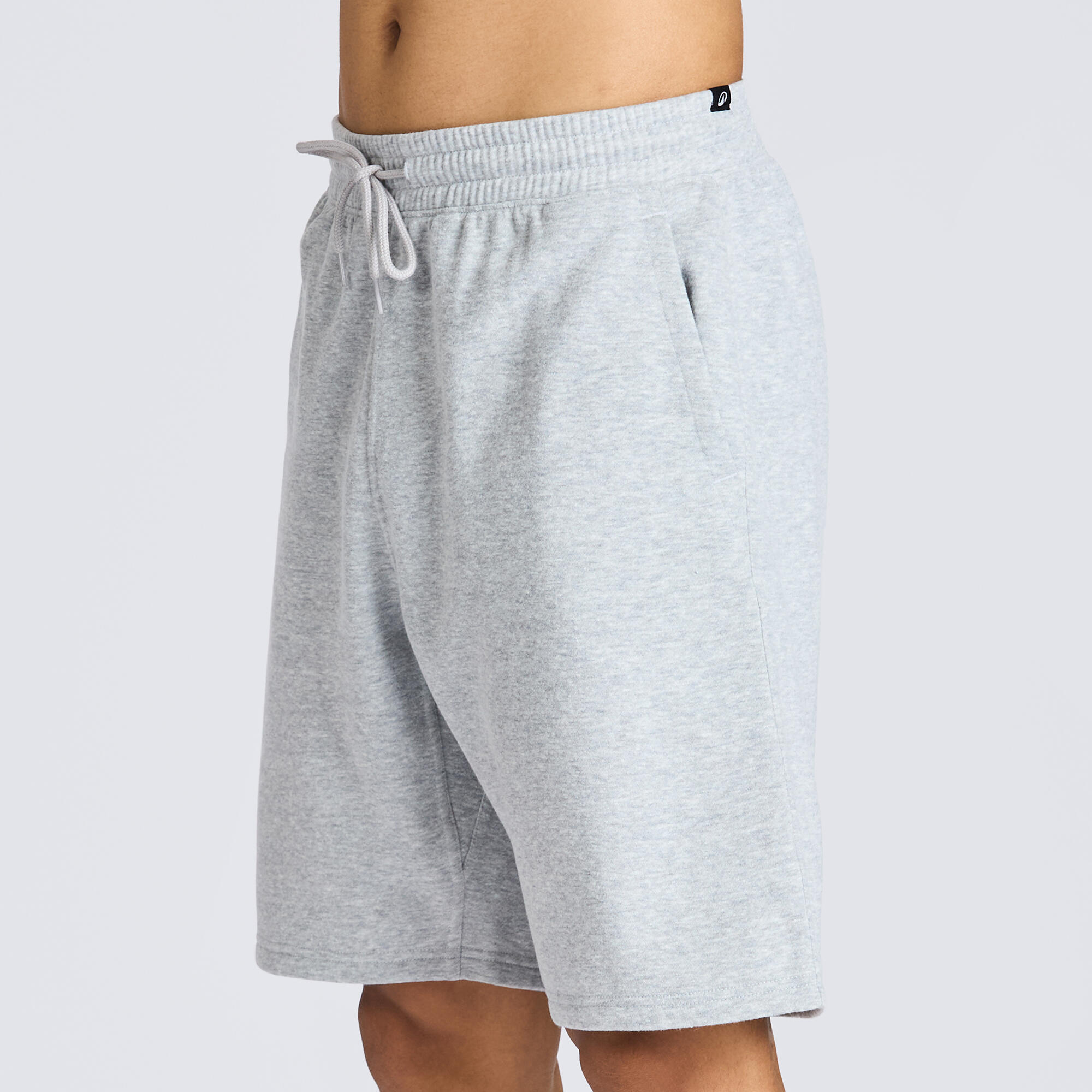 Men's Regular Fleece Shorts with Adjustable Strings 500 - Grey