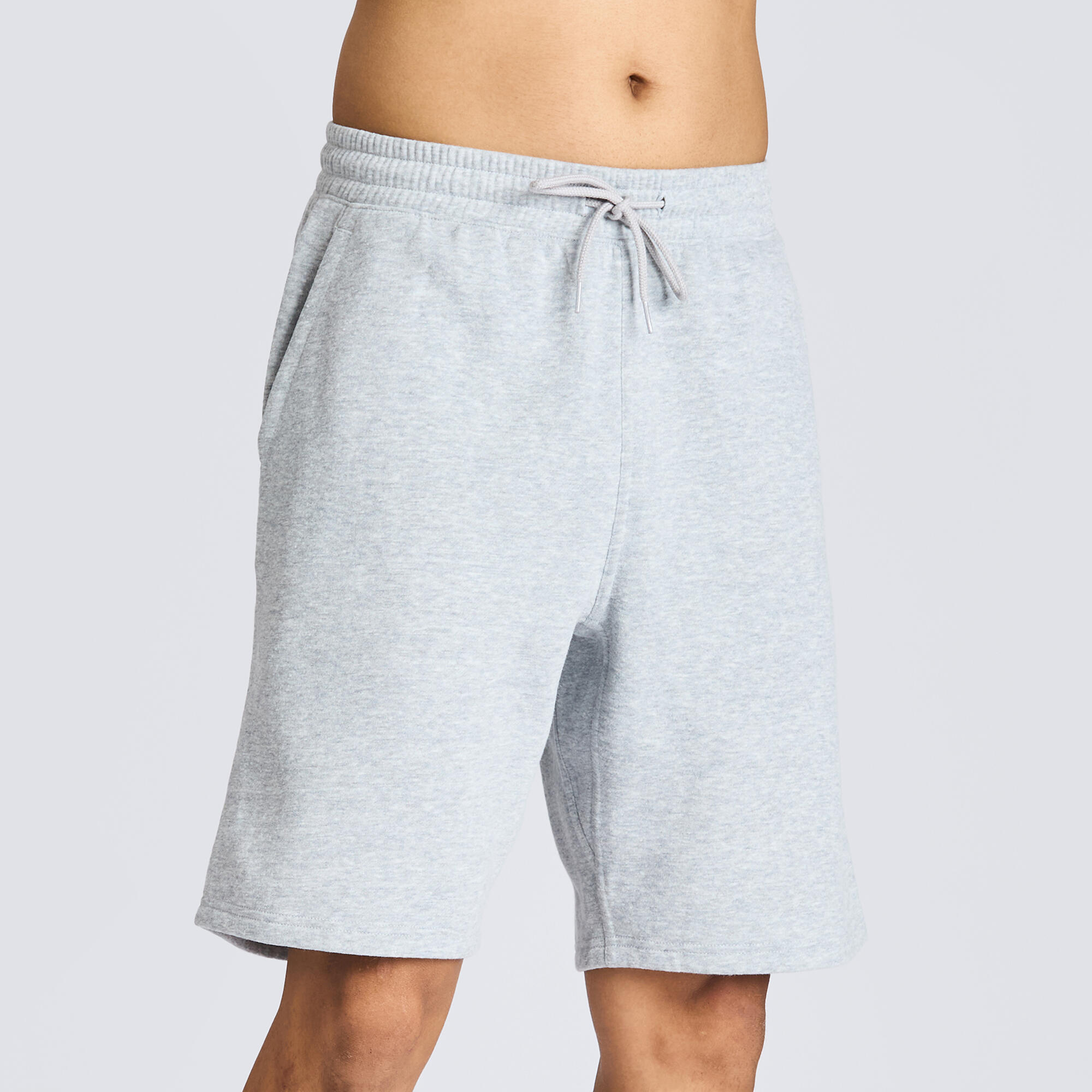 Men's Regular Fleece Shorts with Adjustable Strings 500 - Grey image