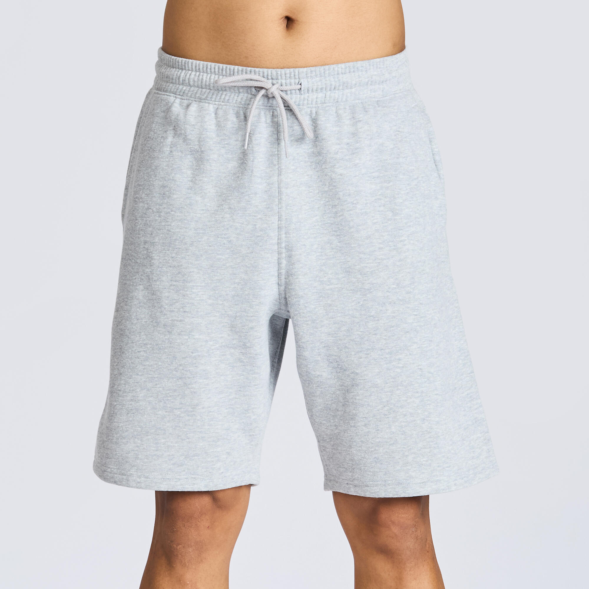Men's Regular Fleece Shorts with Adjustable Strings 500 - Grey